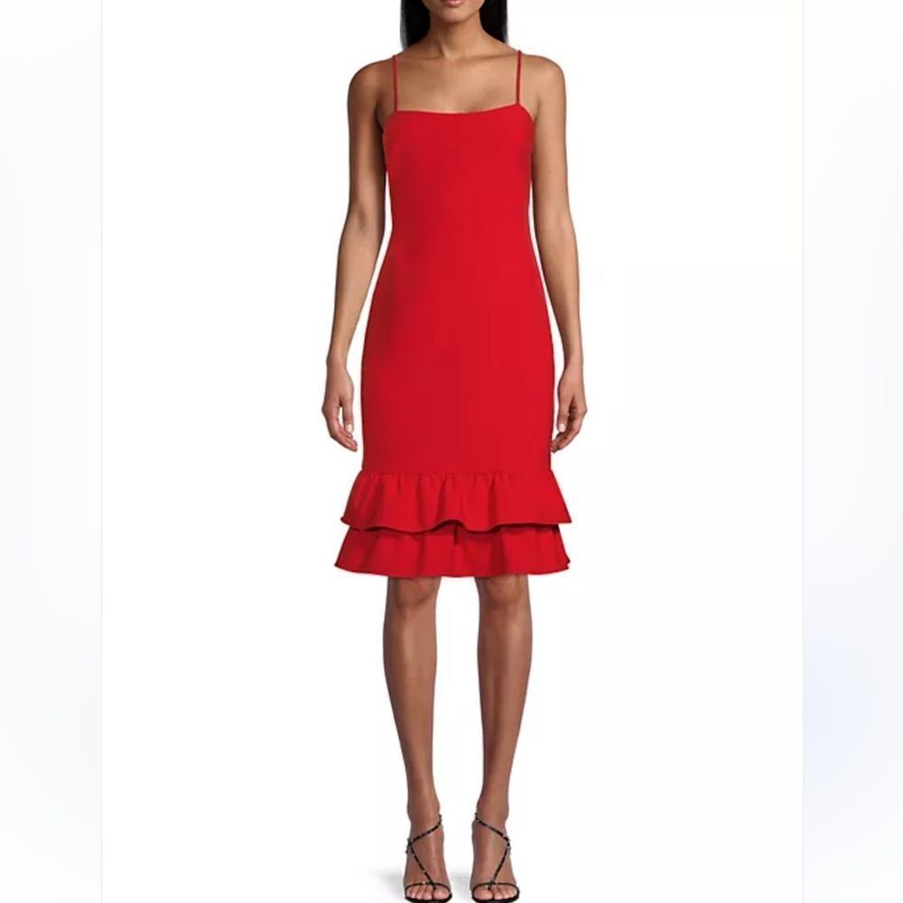 NWT Likely x REVOLVE Red Ruffle Midi Dress Size 4